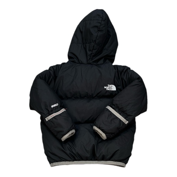 The North Face Long Sleeve Hooded 1996 Retro Nuptse Jacket 550 Black Gray 2T - Picture 7 of 11
